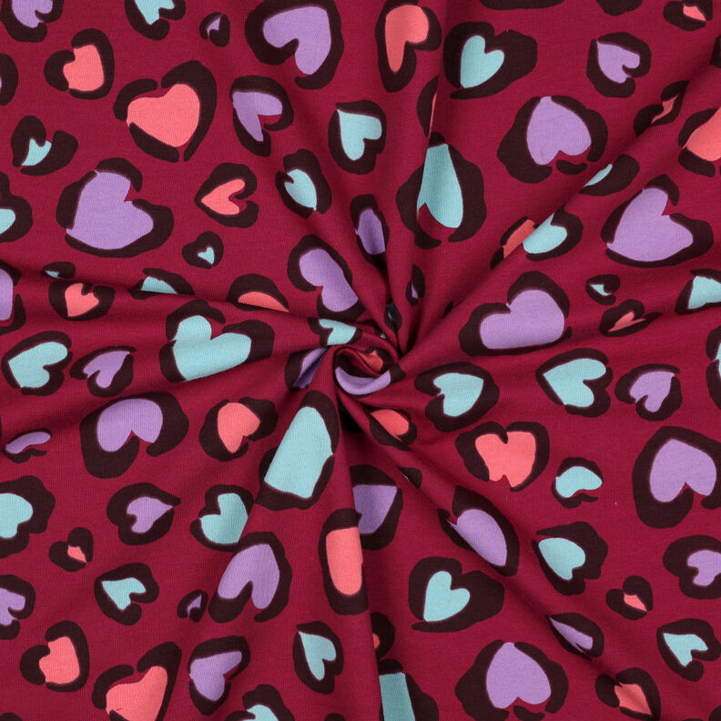 Brushed Sweatshirt Fabric colourful hearts | Poppy Fabrics – raspberry,  image number 3