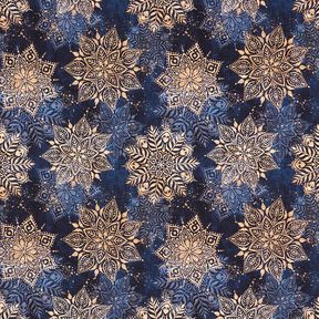 French Terry Mandala | Glitzerpüppi – navy blue/apricot, 