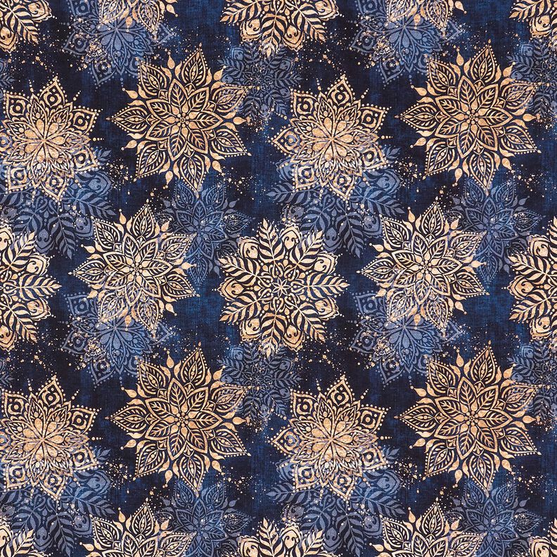 French Terry Mandala | Glitzerpüppi – navy blue/apricot, image number 1