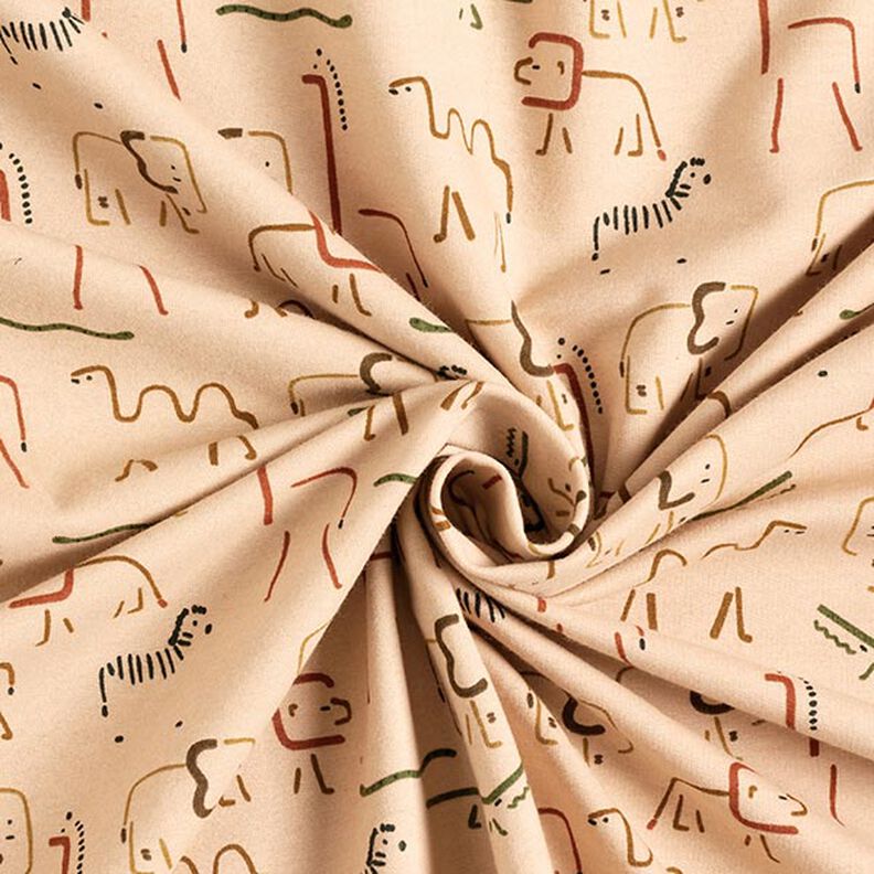 Brushed Sweatshirt Fabric abstract savanna animals – cashew,  image number 3