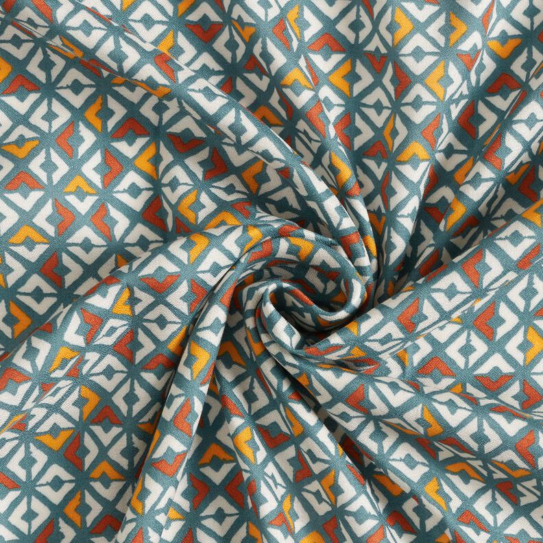 Retro diamonds viscose crepe – petrol/offwhite, image number 3