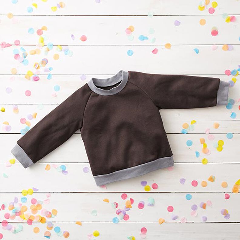 Light Cotton Sweatshirt Fabric Plain – dark brown,  image number 7