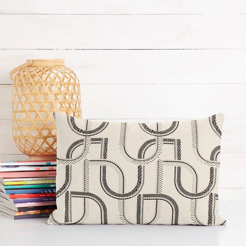 Decor Fabric Half Panama artistic lines – natural/black, image number 8
