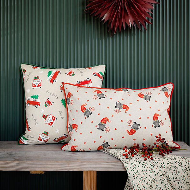 Decor Fabric Half Panama Christmas branch – natural/fir green, image number 6