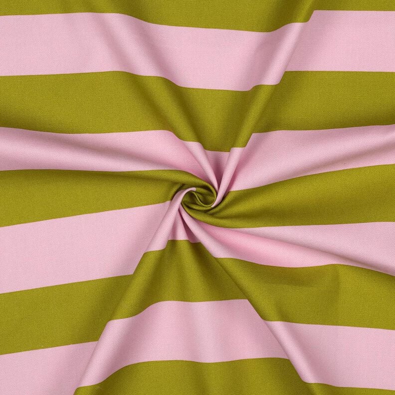 Decor Fabric Canvas cheerful stripes – pink/moss green,  image number 3