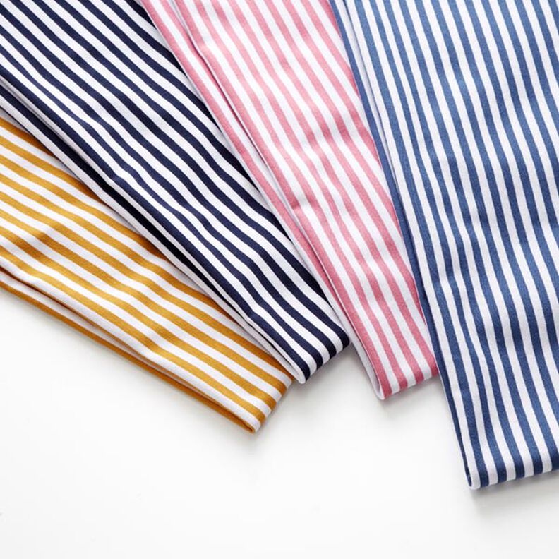 Cotton Jersey Narrow Stripes – denim blue/white,  image number 3