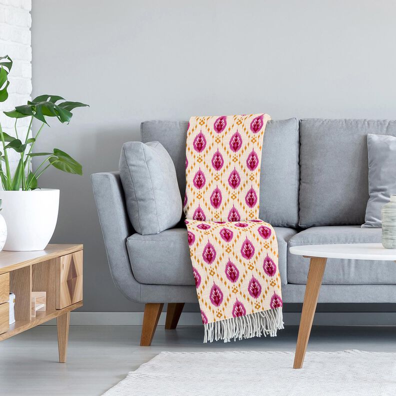 Quilted Fabric Muslin Ethnic flowers – offwhite/pink,  image number 5