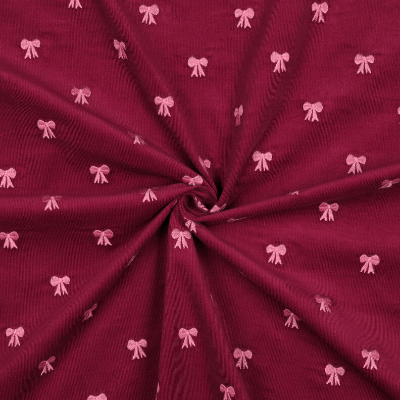 Baby Cord embroidered bows | Poppy Fabrics – carmine,  image number 3