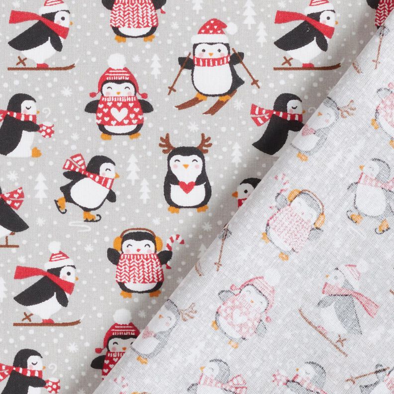 Cotton Cretonne Penguins – silver grey, image number 4