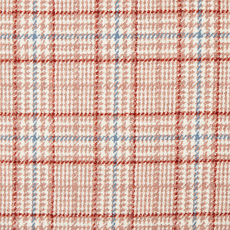 Checks & Houndstooth Coating Fabric – white/dusky pink,  image number 1