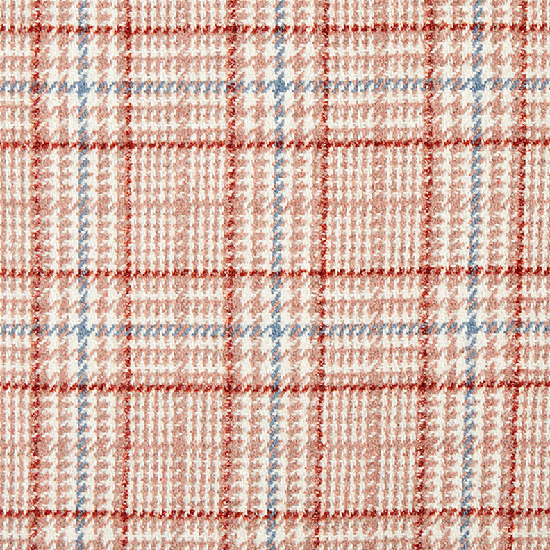 Checks & Houndstooth Coating Fabric – white/dusky pink,  image number 1