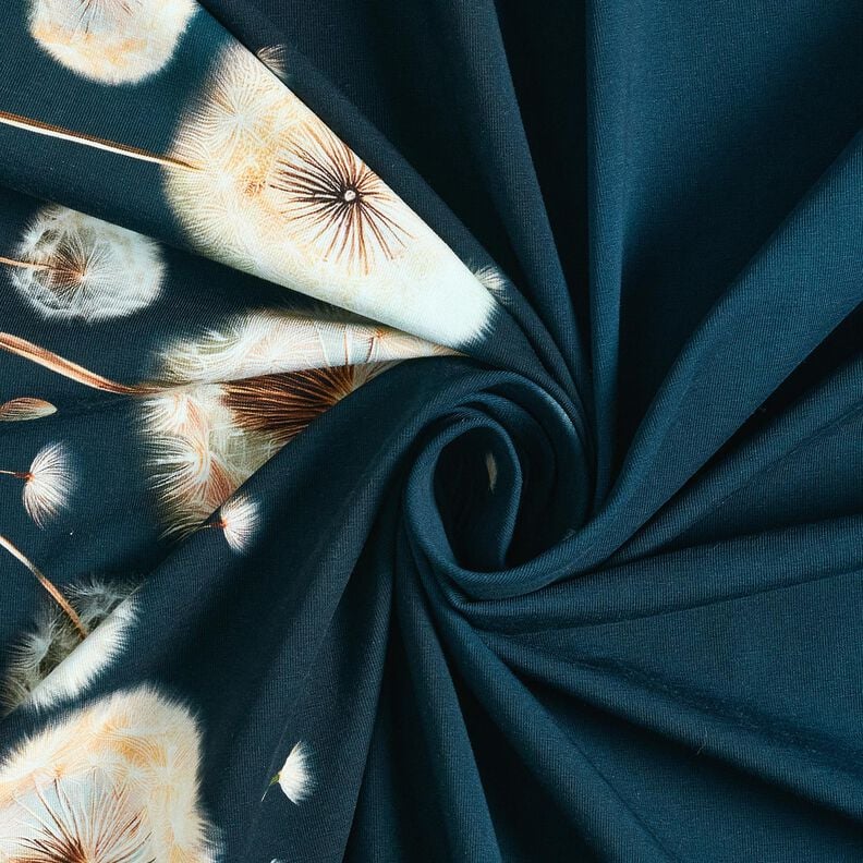 Cotton Jersey dandelions Border Fabric | Glitzerpüppi – blue-black/almond, image number 3