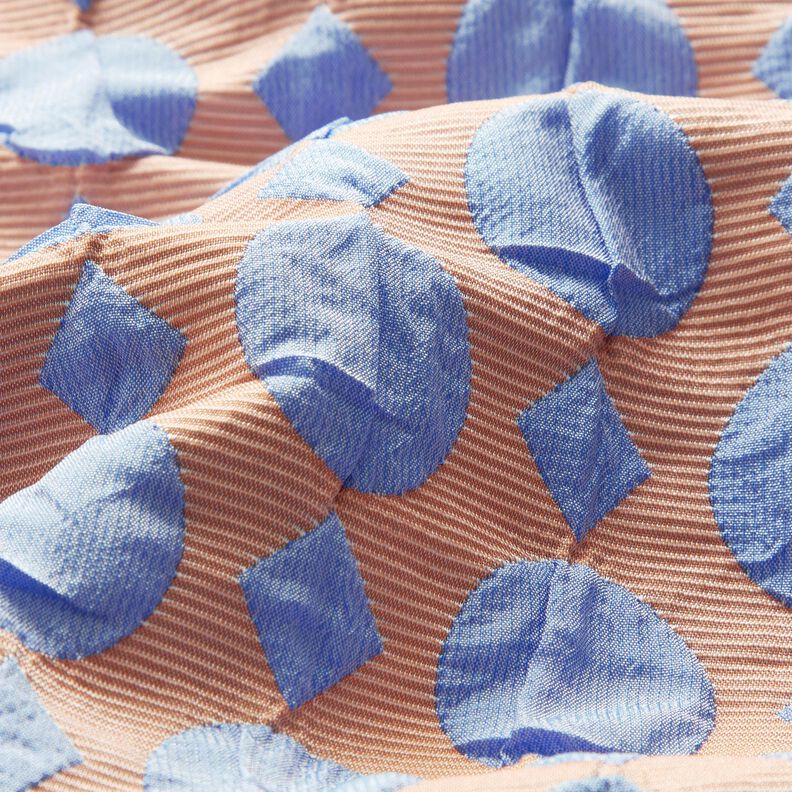 Cloqué dots and diamonds – light blue/apricot,  image number 2