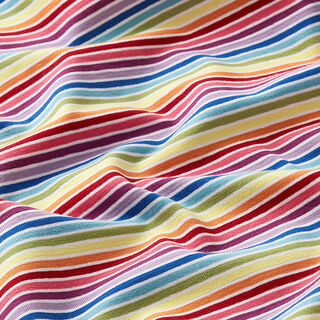 Cotton Jersey Rainbow Stripes – white/colour mix, 