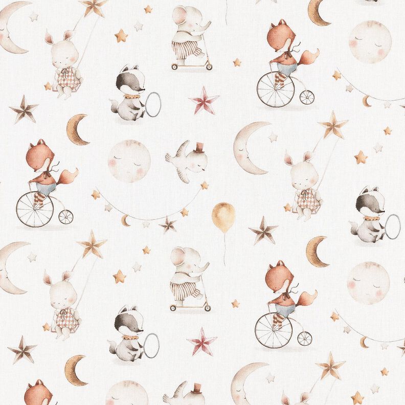 Cotton Poplin Animals in dreamland Digital Print – offwhite,  image number 1