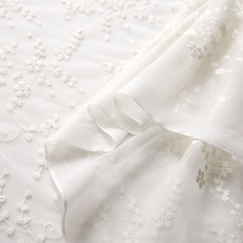 Small flowers tulle lace – white,  image number 3
