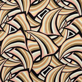 viscose fabric abstract lines &ndash; black/rose gold, 