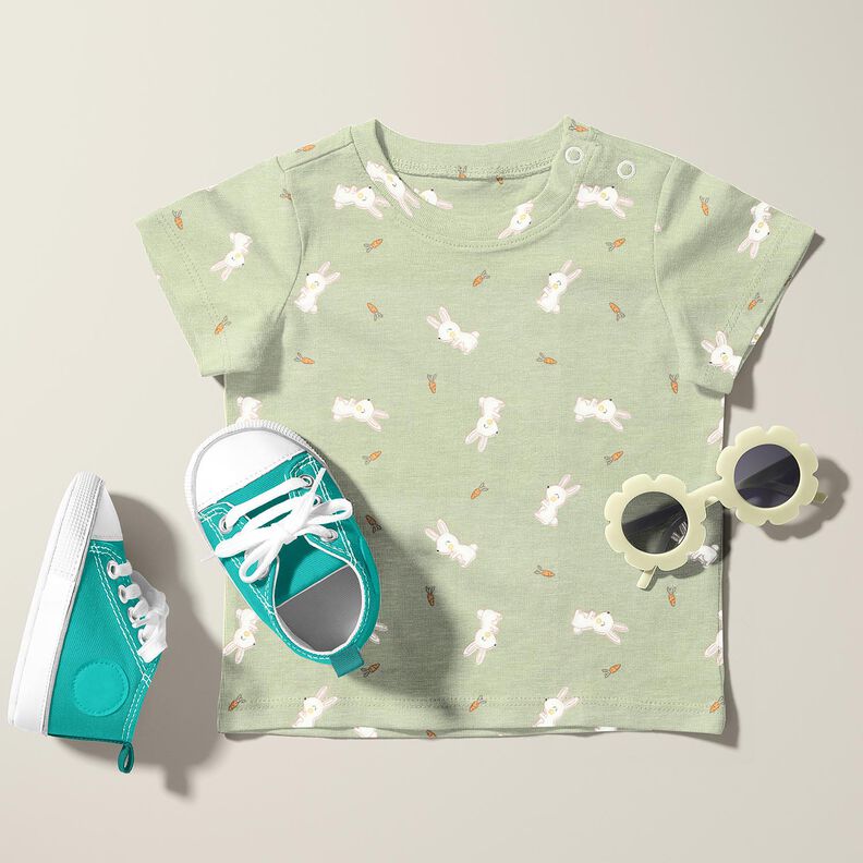 Bamboo Cotton Jersey Rabbit and carrot – greige, image number 5