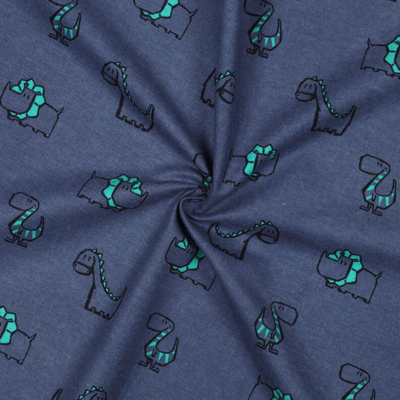 Cotton Flannel cheeky dinosaurs | Poppy Fabrics – denim blue/emerald green,  image number 3