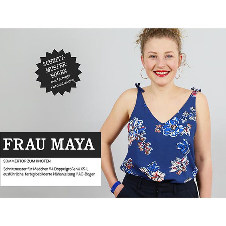 FRAU MAYA - summer top with a knot, Studio Schnittreif | XS - L,  image number 1