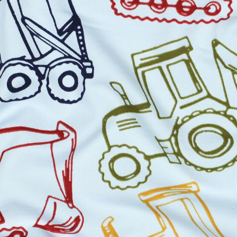 French Terry Construction vehicles| Poppy Fabrics – baby blue/navy blue,  image number 2