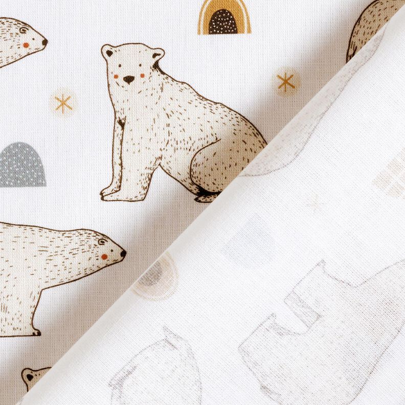 Cotton Poplin Polar Bears Digital Print – white,  image number 4