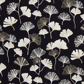 Decor Fabric Jacquard ginkgo leaves – black/gold, 