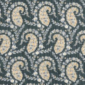 Crepe Chiffon paisley and lurex stripes – black/silver blue, 