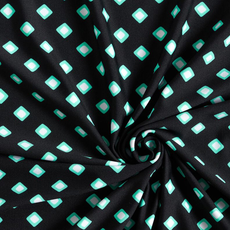 Swimsuit fabric retro diamonds – black/peppermint,  image number 3