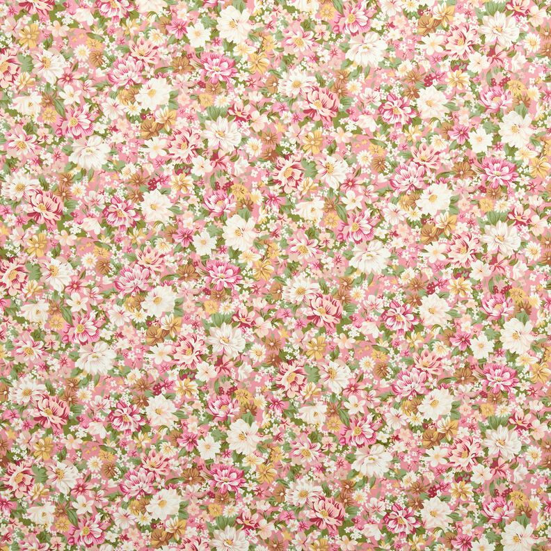 Cotton Poplin romantic flowers – pink/beige,  image number 1