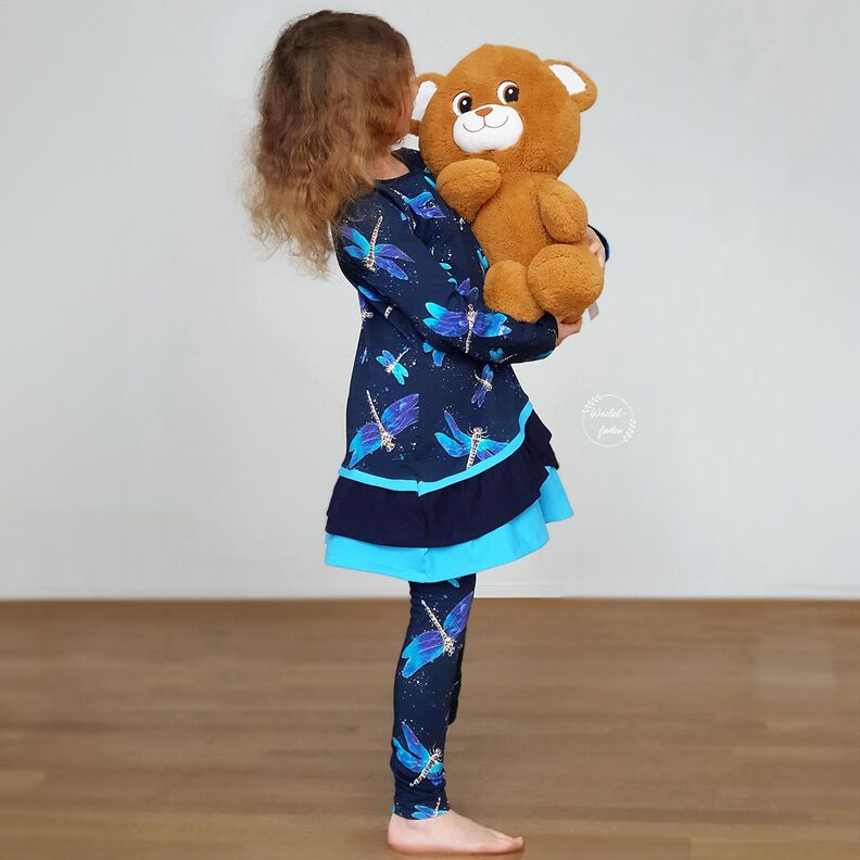 Cotton Jersey Dragonflies | Glitzerpüppi – midnight blue/light turquoise,  image number 6