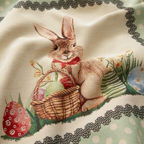 Decorative Panel Tapestry Fabric cute Easter bunny – light beige/pale mint, 