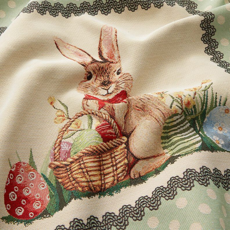 Decorative Panel Tapestry Fabric cute Easter bunny – light beige/pale mint,  image number 2