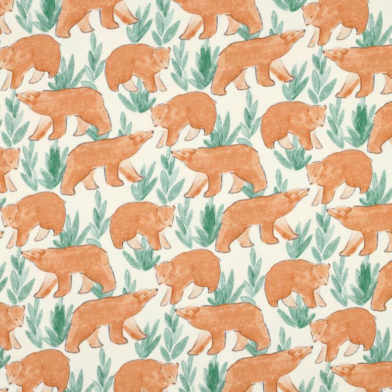French Terry Watercolor bears Digital Print | Poppy Fabrics – offwhite,  image number 1
