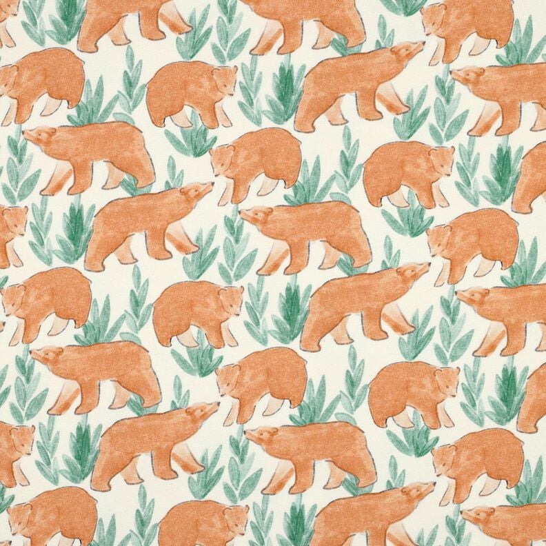 French Terry Watercolor bears Digital Print | Poppy Fabrics – offwhite, image number 1