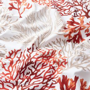 Cotton Cretonne large corals – white/peach orange, 