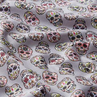 Cotton Cretonne Día de los Muertos Skulls – grey, 