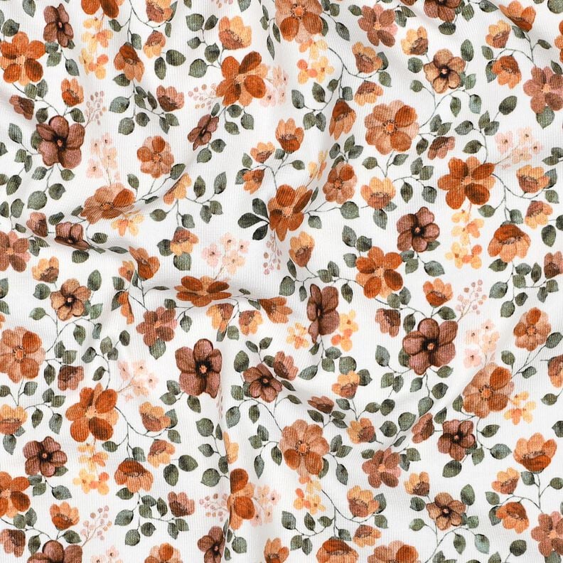GOTS Cotton Jersey Autumn Flowers Digital Print – white/rosé, image number 2