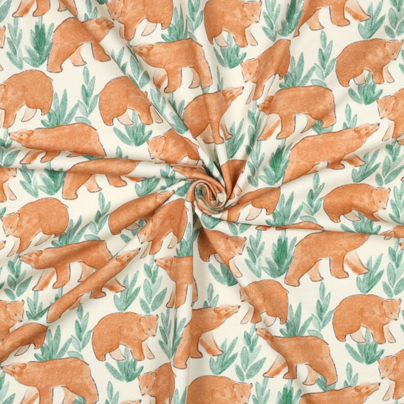 French Terry Watercolor bears Digital Print | Poppy Fabrics – offwhite, image number 3