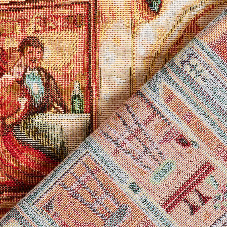 Decorative Panel Tapestry Fabric French bistro – blue/terracotta, image number 4