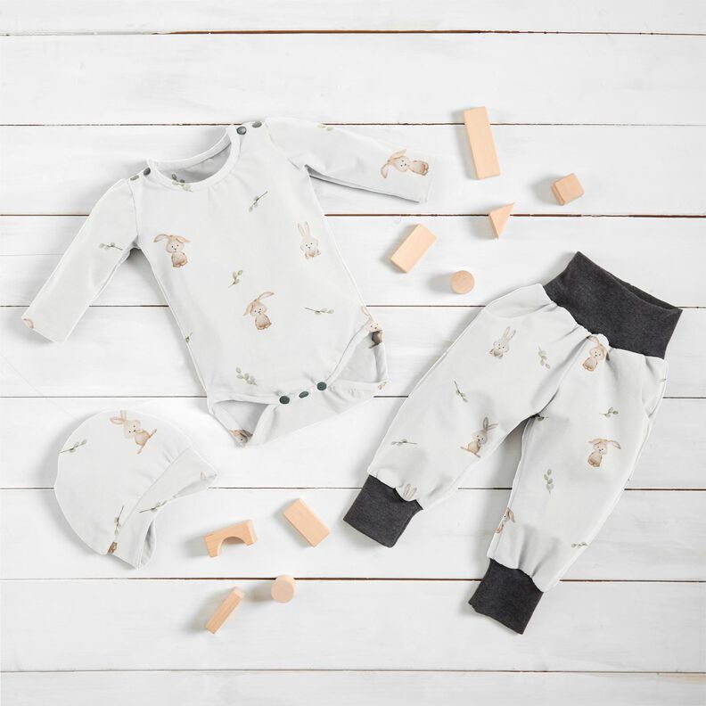 GOTS Cotton Jersey cute bunny Digital Print – ivory,  image number 7