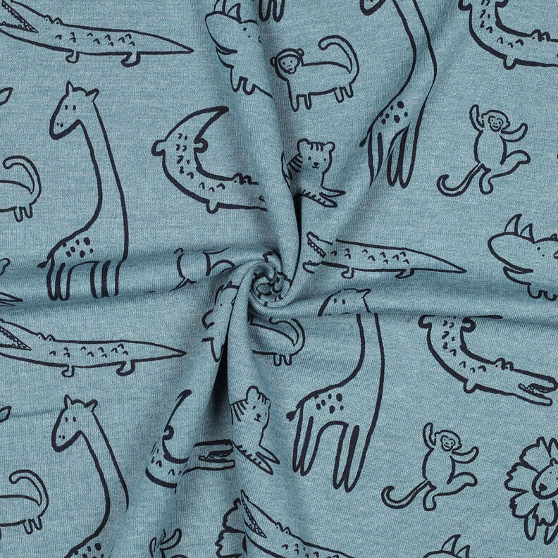 Sweatshirt Fabric Safari Animals | by Poppy – dove blue/anthracite,  image number 3