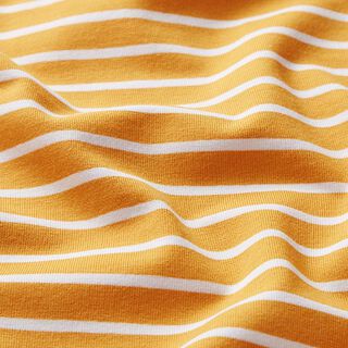 GOTS Cotton Jersey Stripes | Albstoffe – curry/white, 