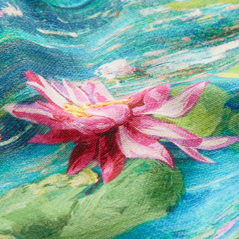 Digital print decorative fabric Monet – turquoise,  image number 2