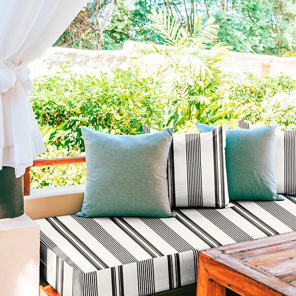 Outdoor Fabric Canvas Fine Stripe Mix – black/white,  image number 5