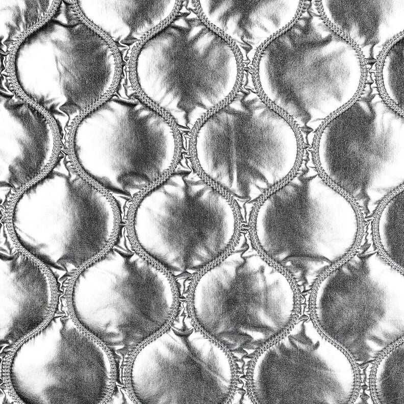 Quilted Fabric serpentine lines – metallic silver, image number 1