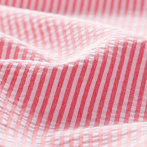 Seersucker Stripes Cotton Blend – red/offwhite | Remnant 70cm, 