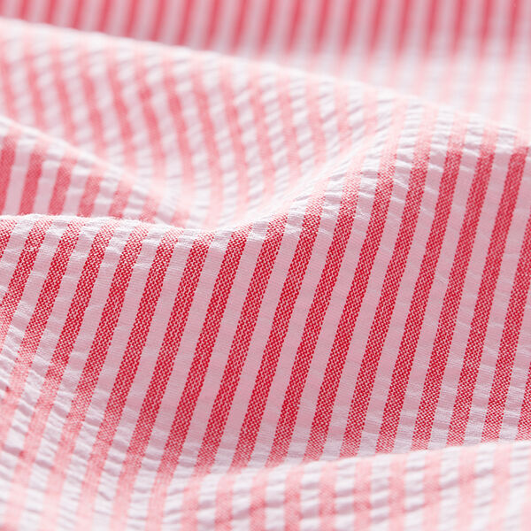 Seersucker Stripes Cotton Blend – red/offwhite,  image number 2