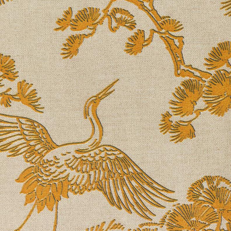 Decor Fabric Canvas Chinese Crane – beige/curry yellow,  image number 6