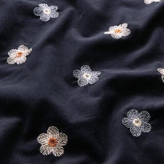 embroidered flowers baby cord – midnight blue, 